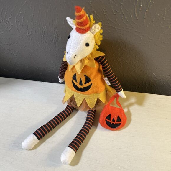 Halloween Unicorn Jack O Lantern Figure Felt Shelf Sitter Hyde & Eek Target NWT - Picture 2 of 6